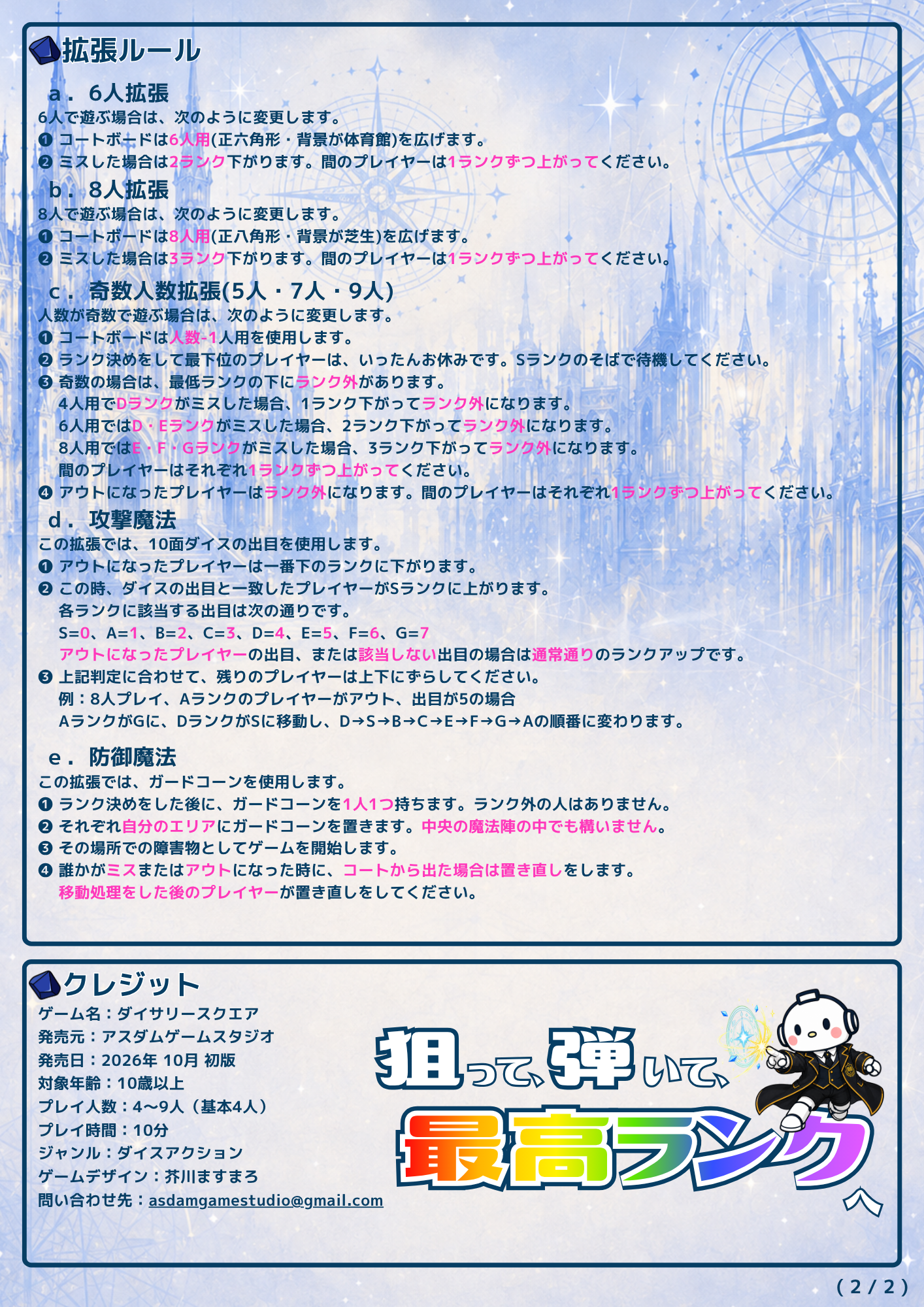 ダイサリースクエア取扱説明書 2ページ目